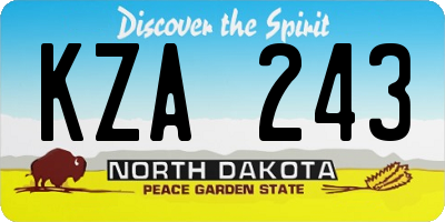 ND license plate KZA243