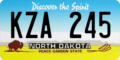 ND license plate KZA245