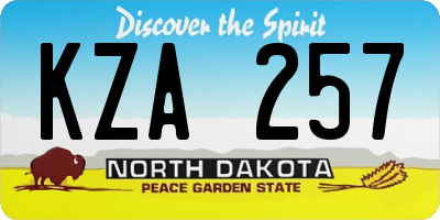 ND license plate KZA257