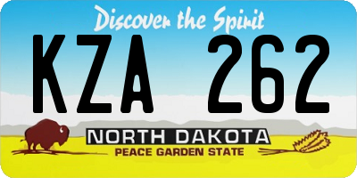 ND license plate KZA262