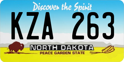 ND license plate KZA263