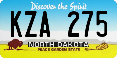 ND license plate KZA275