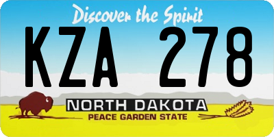 ND license plate KZA278