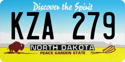 ND license plate KZA279