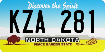 ND license plate KZA281