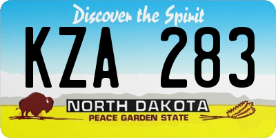 ND license plate KZA283