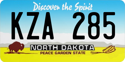 ND license plate KZA285