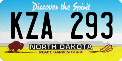 ND license plate KZA293