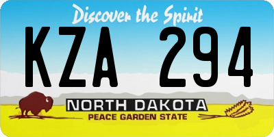 ND license plate KZA294