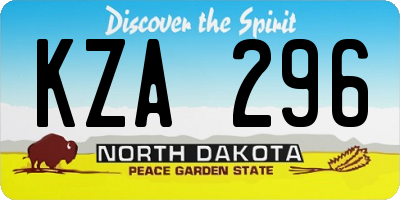 ND license plate KZA296