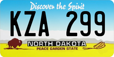 ND license plate KZA299