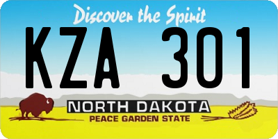 ND license plate KZA301