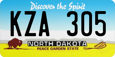 ND license plate KZA305