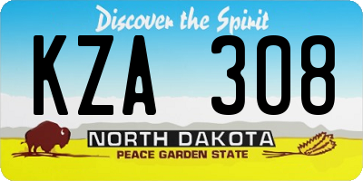 ND license plate KZA308