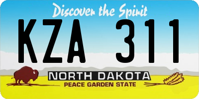 ND license plate KZA311