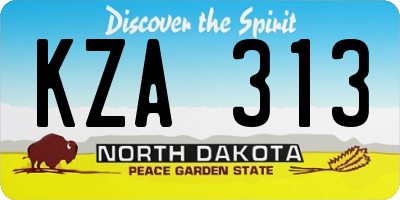 ND license plate KZA313