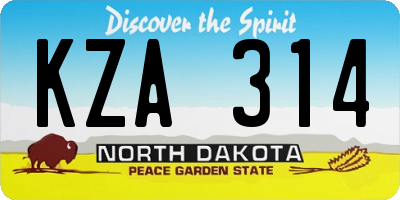 ND license plate KZA314