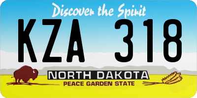 ND license plate KZA318