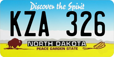 ND license plate KZA326