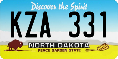 ND license plate KZA331