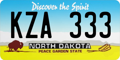 ND license plate KZA333