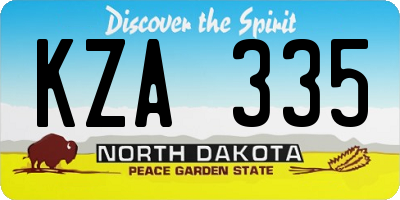 ND license plate KZA335