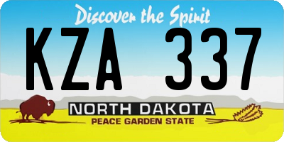 ND license plate KZA337
