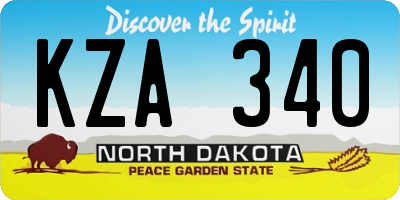 ND license plate KZA340