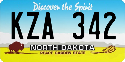 ND license plate KZA342