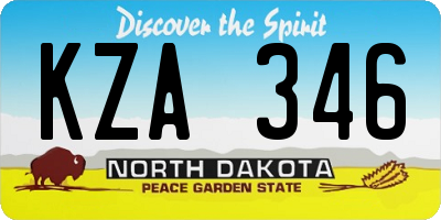 ND license plate KZA346