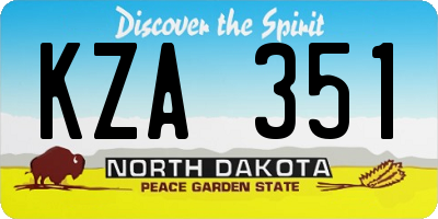 ND license plate KZA351