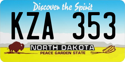 ND license plate KZA353