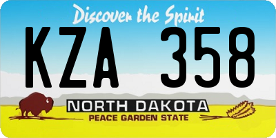 ND license plate KZA358