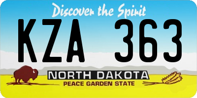 ND license plate KZA363