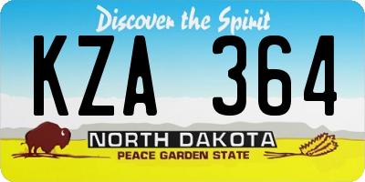 ND license plate KZA364