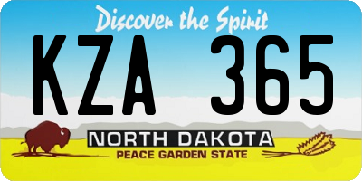 ND license plate KZA365