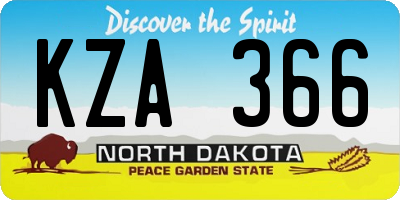 ND license plate KZA366