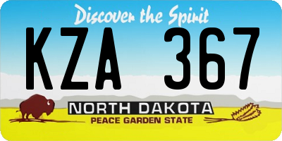 ND license plate KZA367