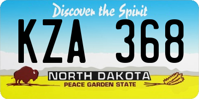 ND license plate KZA368