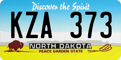 ND license plate KZA373