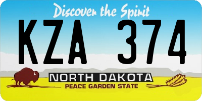 ND license plate KZA374
