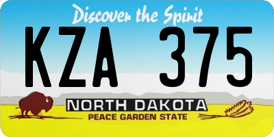ND license plate KZA375