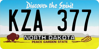 ND license plate KZA377
