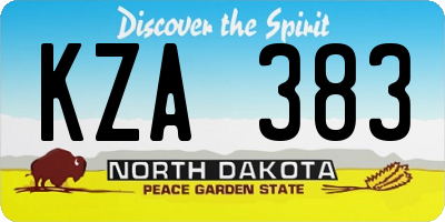 ND license plate KZA383