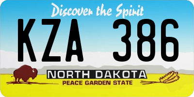 ND license plate KZA386