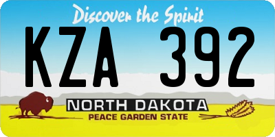 ND license plate KZA392