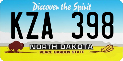 ND license plate KZA398