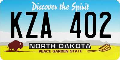 ND license plate KZA402