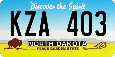 ND license plate KZA403