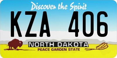 ND license plate KZA406